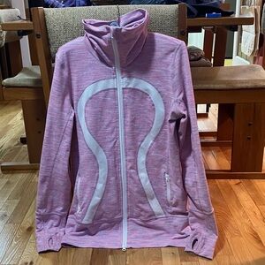 lululemon athletica Pink Full-Zip Scuba Jacket with White Logo Trim